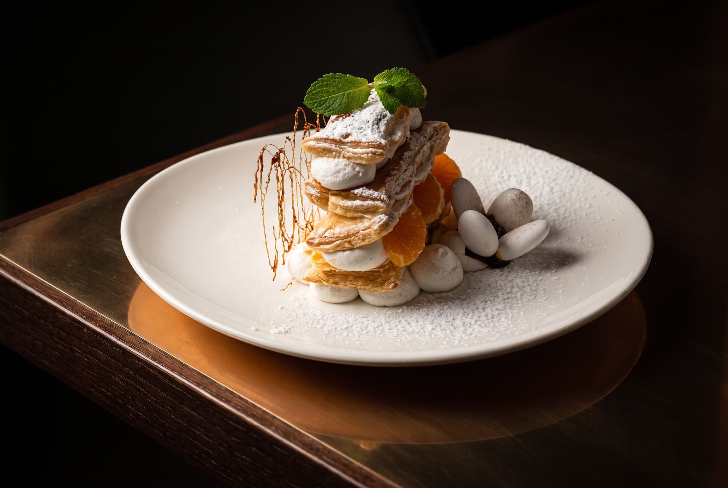 Millefoglie al mandarino con crema e meringa