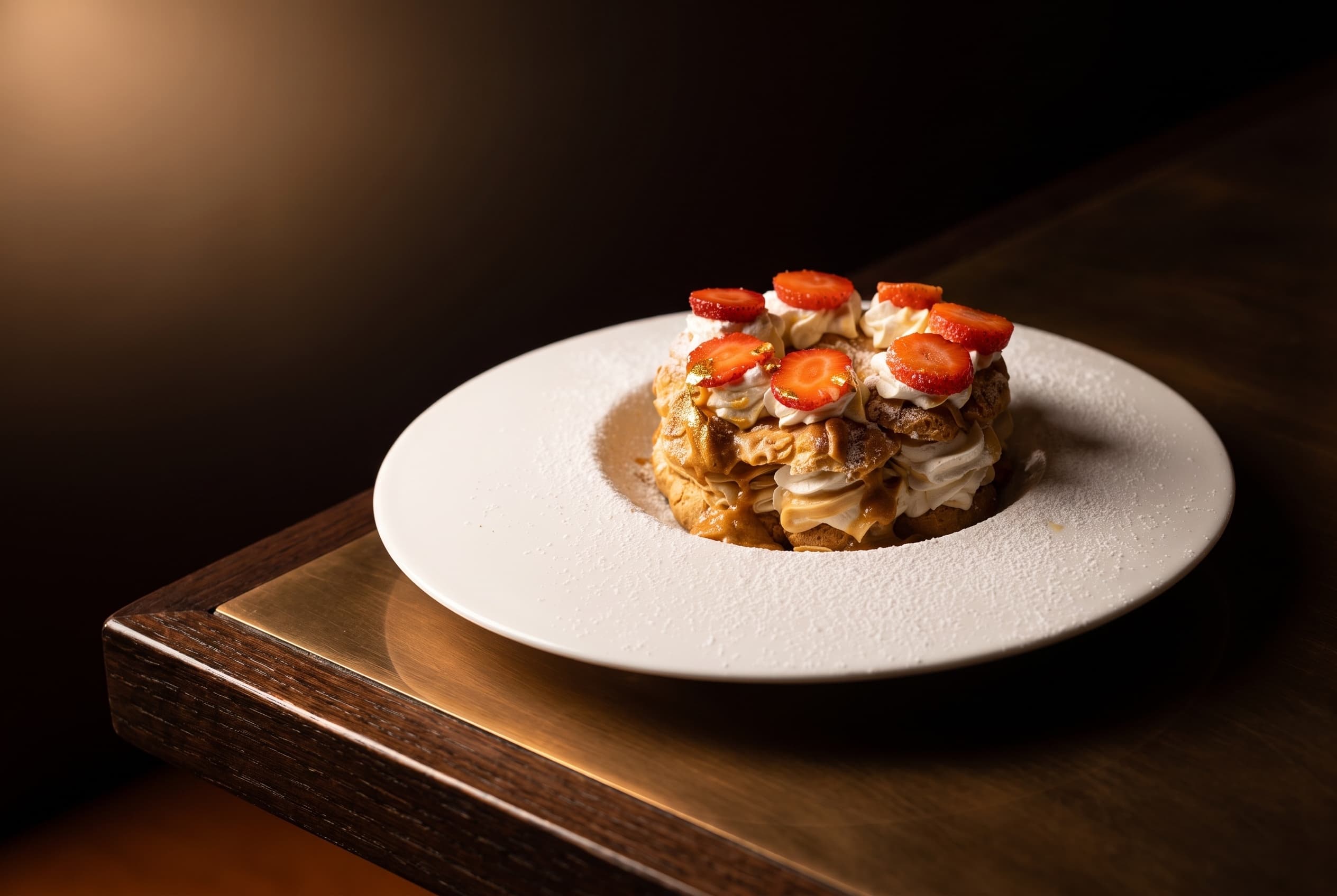 Paris-Brest con pralinè di nocciole, crema diplomatica e caramello salato