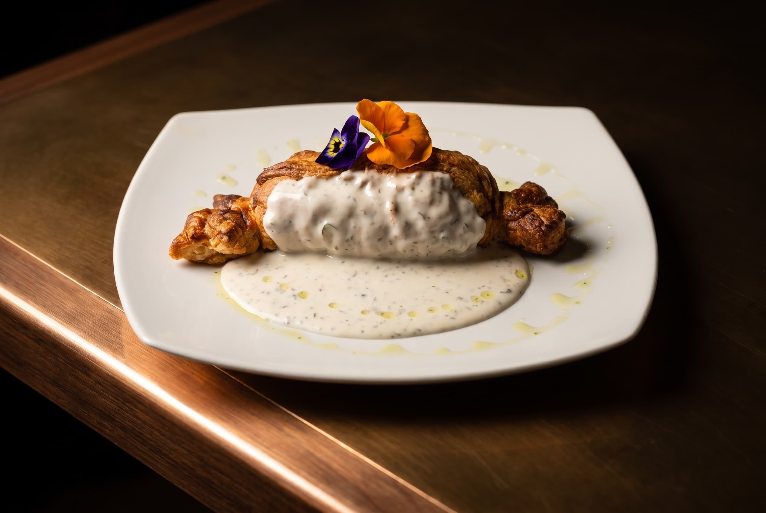 Salmone in crosta Wellington con salsa allo yogurt, lime e cetriolo