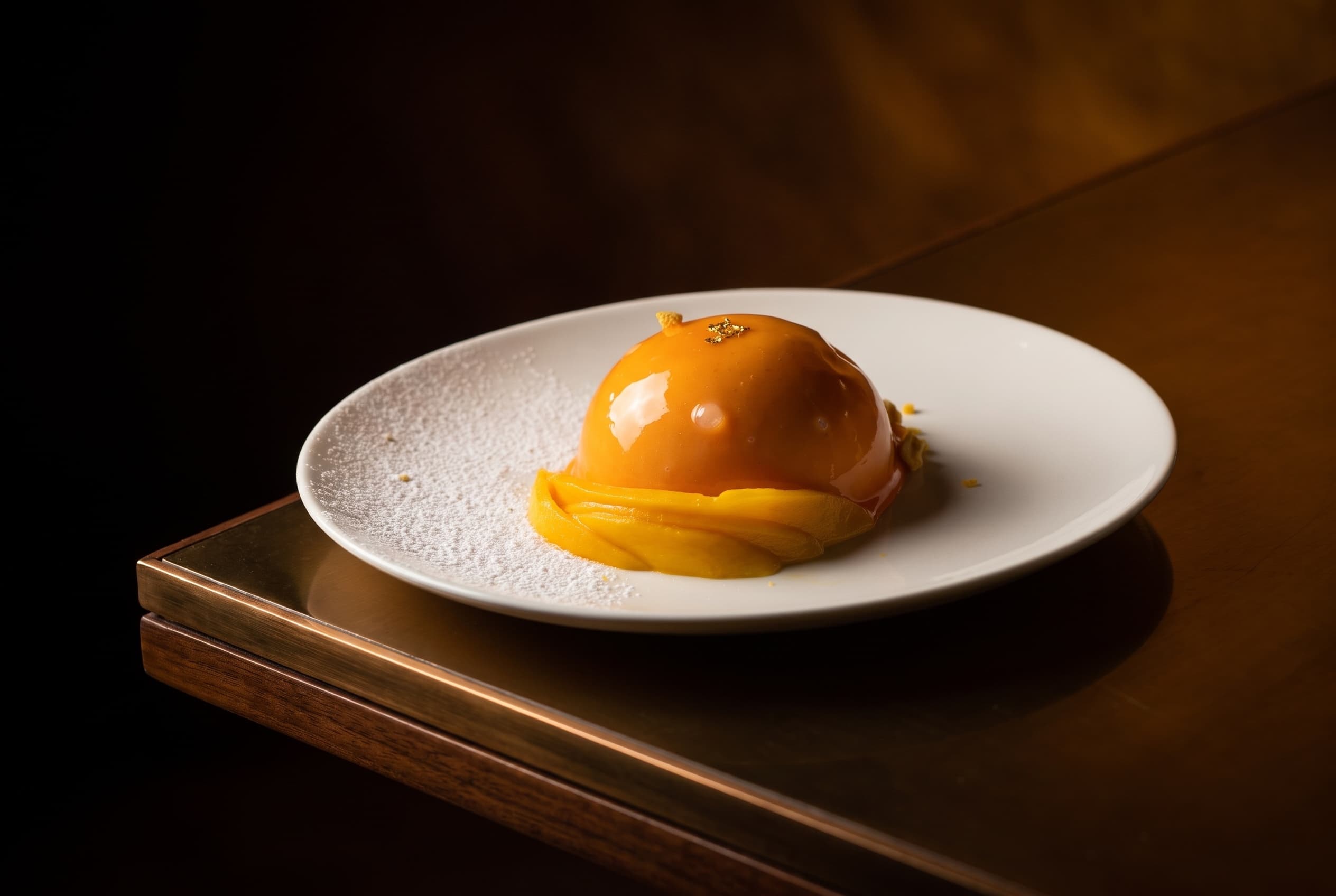 Semifreddo al mango con glassa a specchio